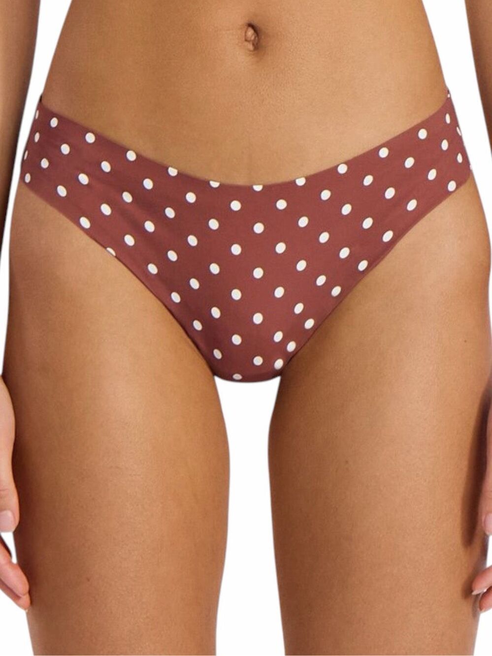PINK VICTORIA’S SECRET Maroon Brown Polka Dot Bikini Bottom Mini Bikini Small